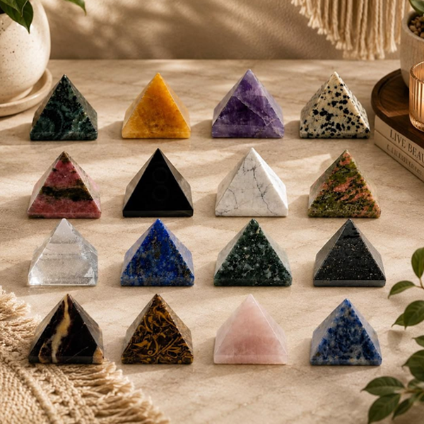 gems stone pyramid Positive Mindset Intention Bracelet - Image 1